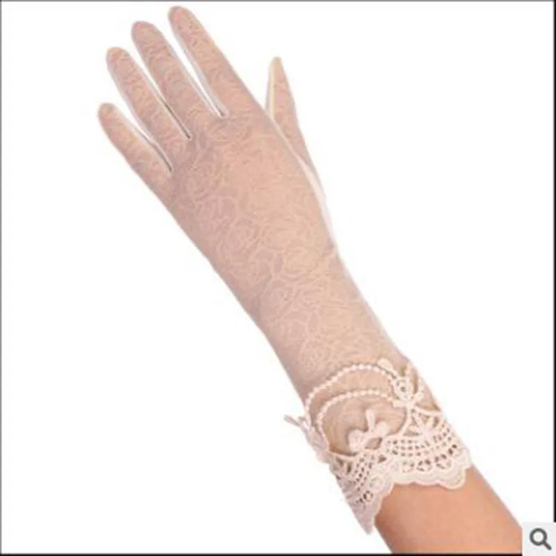 Sexy Spring Summer Women Autumn UV Sunscreen Short Sun Gloves Fashion Ice Silk Lace Driving Of Thin Touch Screen Gloves G07A