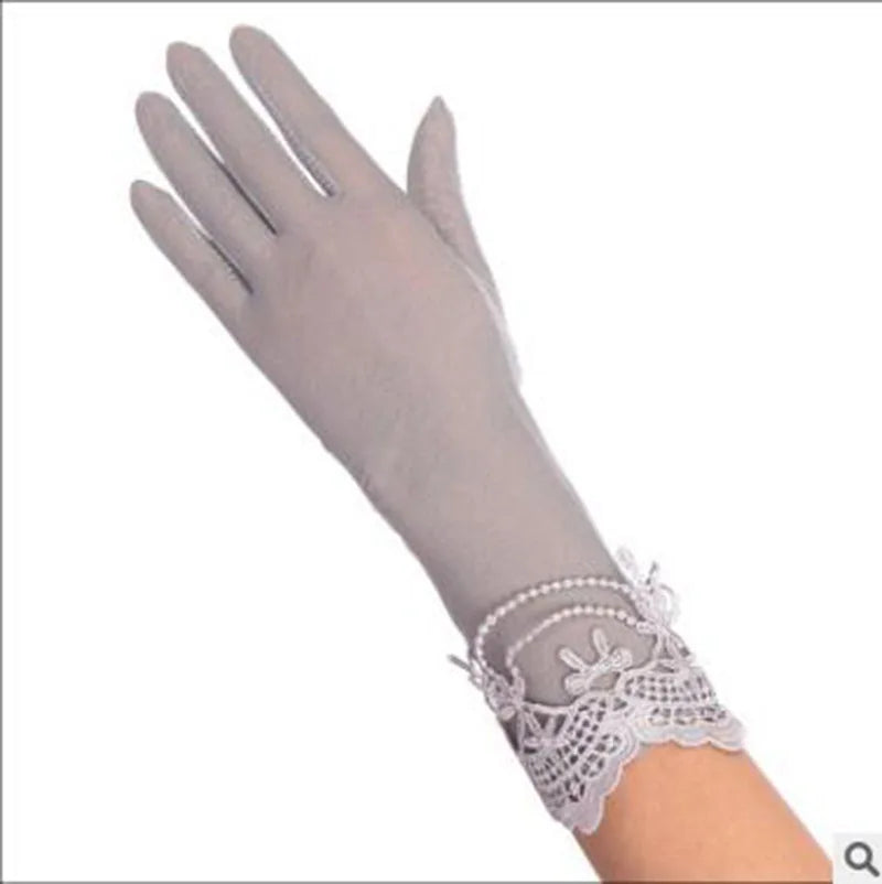 Sexy Spring Summer Women Autumn UV Sunscreen Short Sun Gloves Fashion Ice Silk Lace Driving Of Thin Touch Screen Gloves G07A