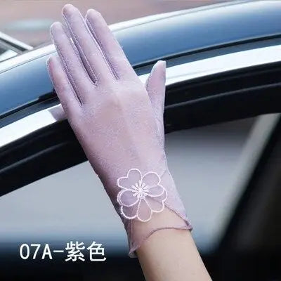 Sexy Spring Summer Women Autumn UV Sunscreen Short Sun Gloves Fashion Ice Silk Lace Driving Of Thin Touch Screen Gloves G07A