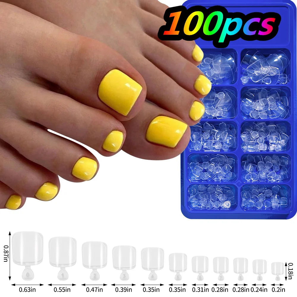 24Pcs/box Short Square Fake Toenail With Gold Crystal/Cat Eye's Square Fake Foot Nails Full Cover Detachable False Toenails