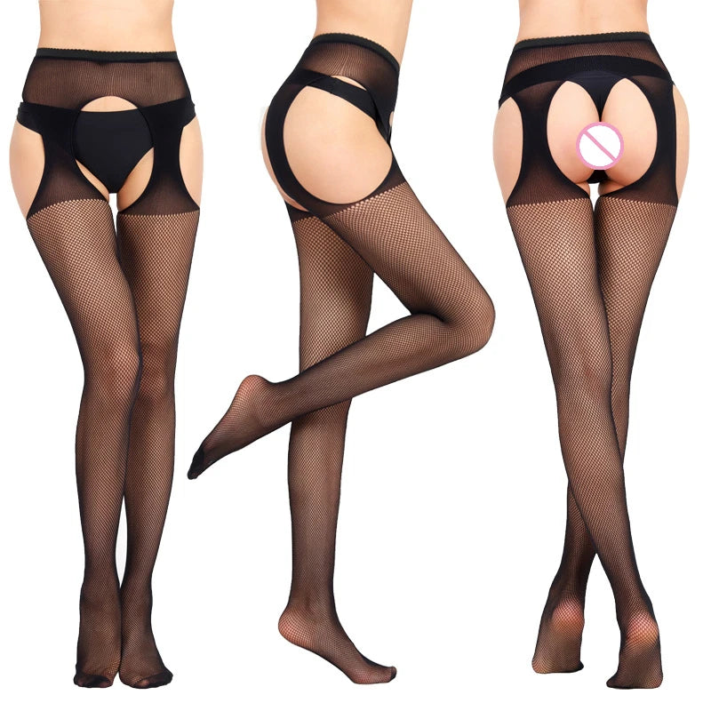 Crotchless Bodysuits Transparent Bodystocking For Sex Bold Body Suit Open Crotch Pantyhose Erotic Costumes Sexy Fishnet Lingerie
