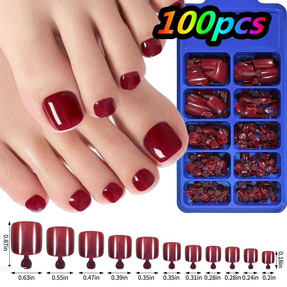 24Pcs/box Short Square Fake Toenail With Gold Crystal/Cat Eye's Square Fake Foot Nails Full Cover Detachable False Toenails