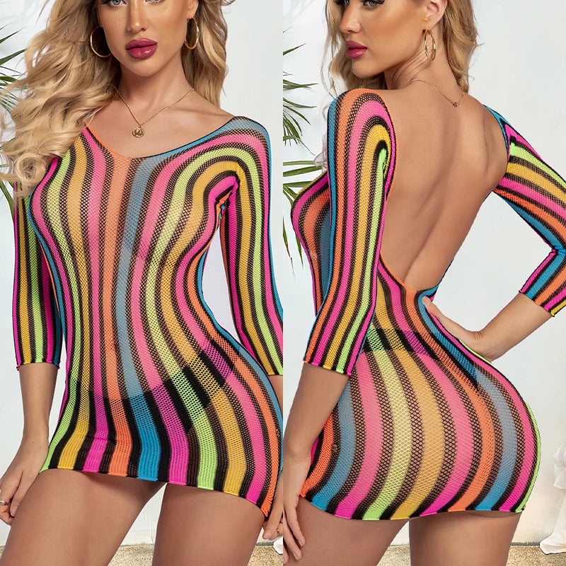 Sexy Women Mesh Body Stocking Fishnet Bodysuit SeeThrough Crystal Diamonds Rhinestone Lingerie Babydolls Dress Bodystockings