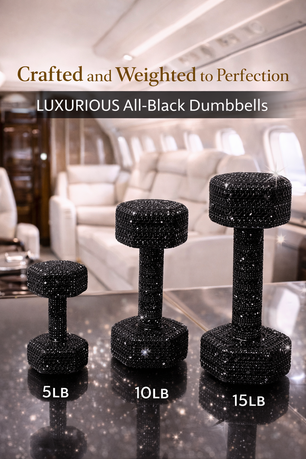 All Black Crystal Dumbbells – Stealth Luxury