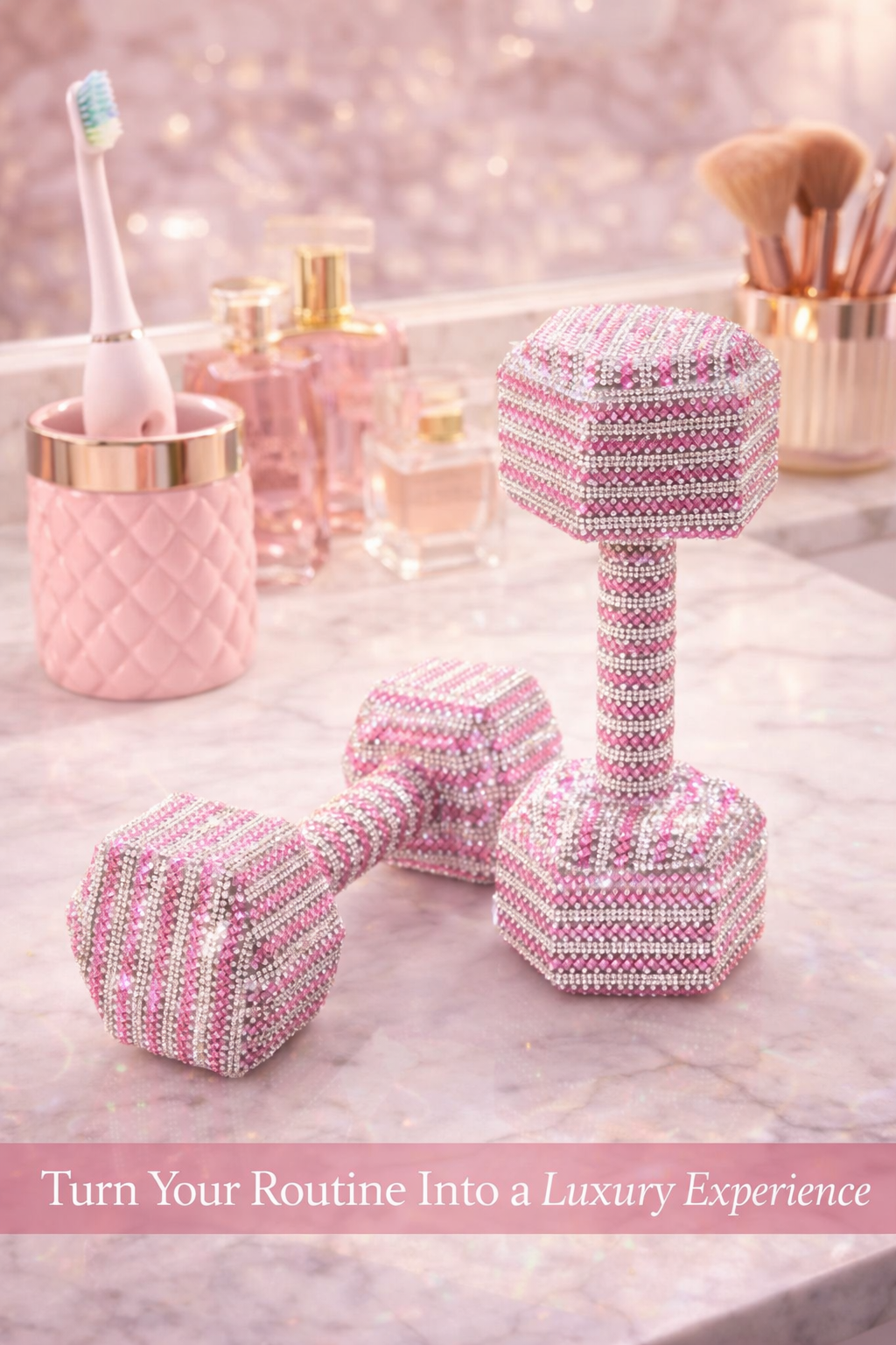 Pink & White Diamond Dumbbells - Pretty in Power