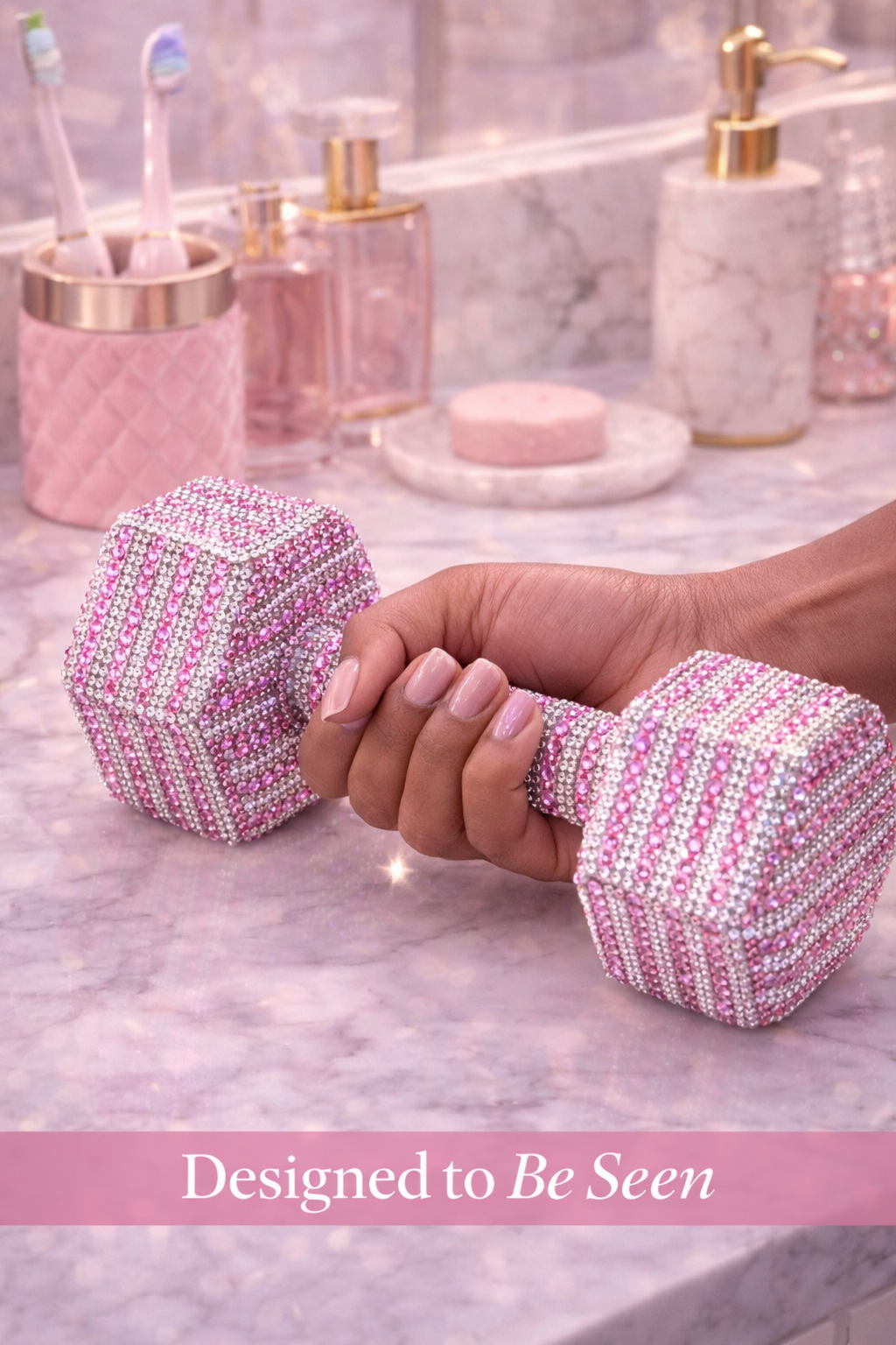 Pink & White Diamond Dumbbells - Pretty in Power