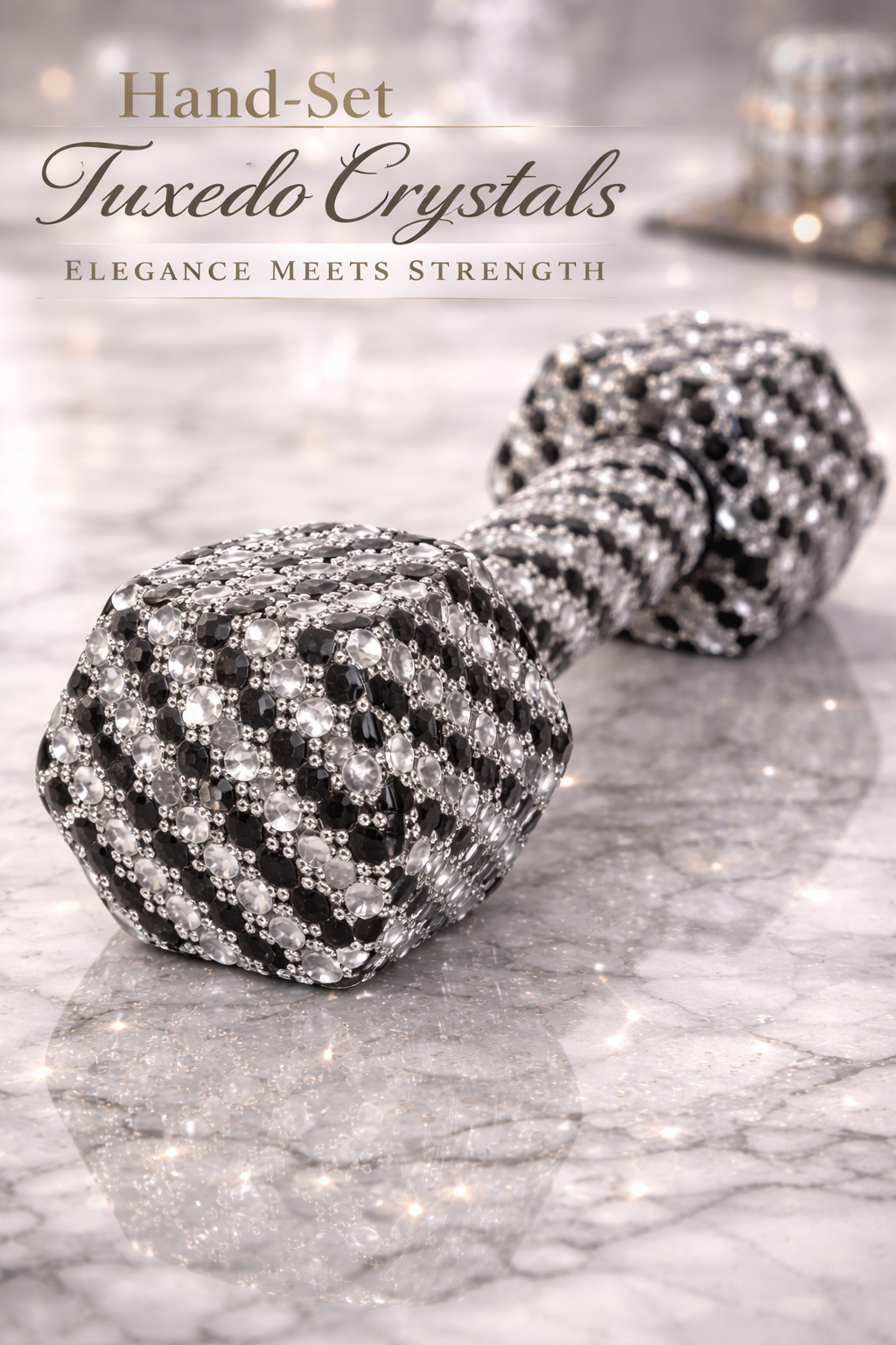 Tuxedo Black & White Crystal Dumbbells