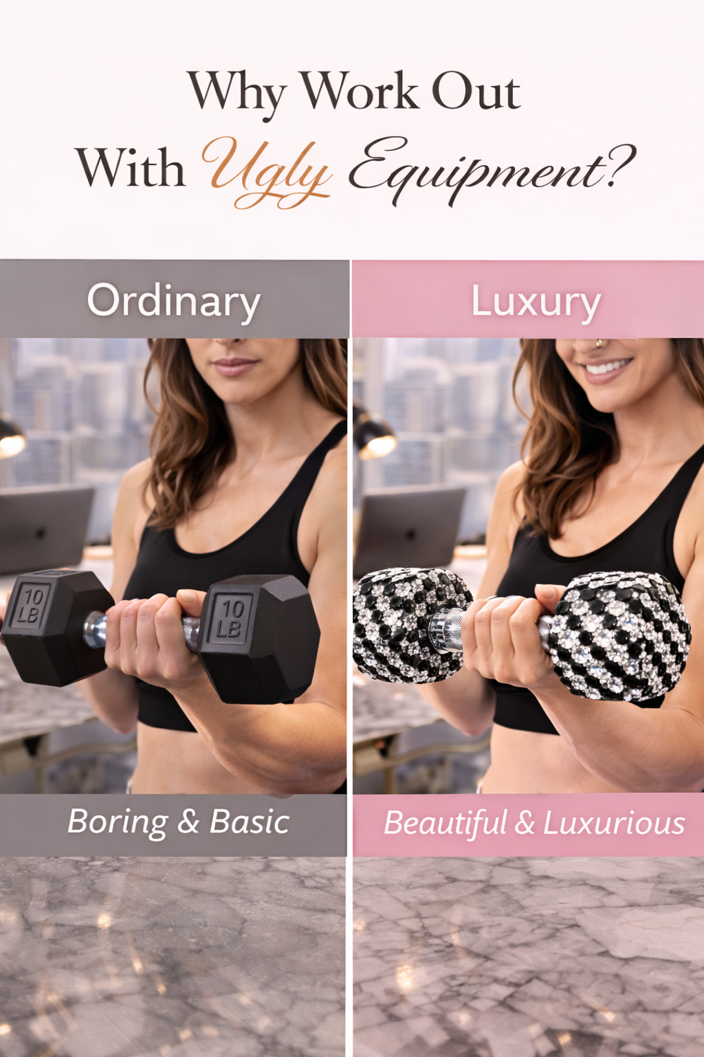 Tuxedo Black & White Crystal Dumbbells