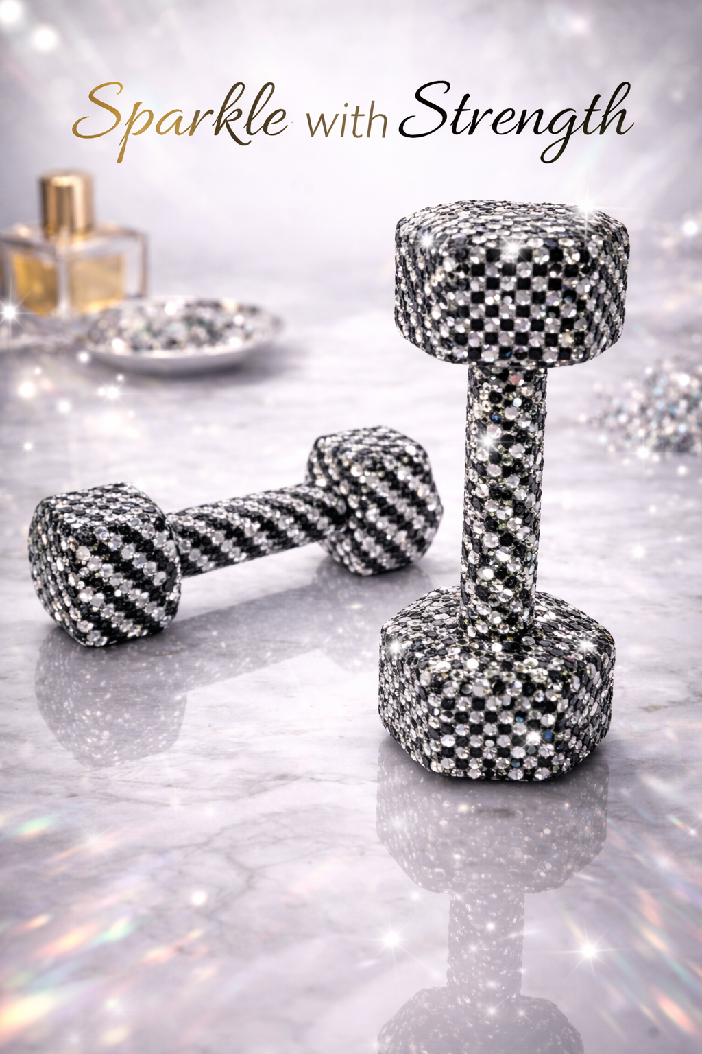 Tuxedo Black & White Crystal Dumbbells