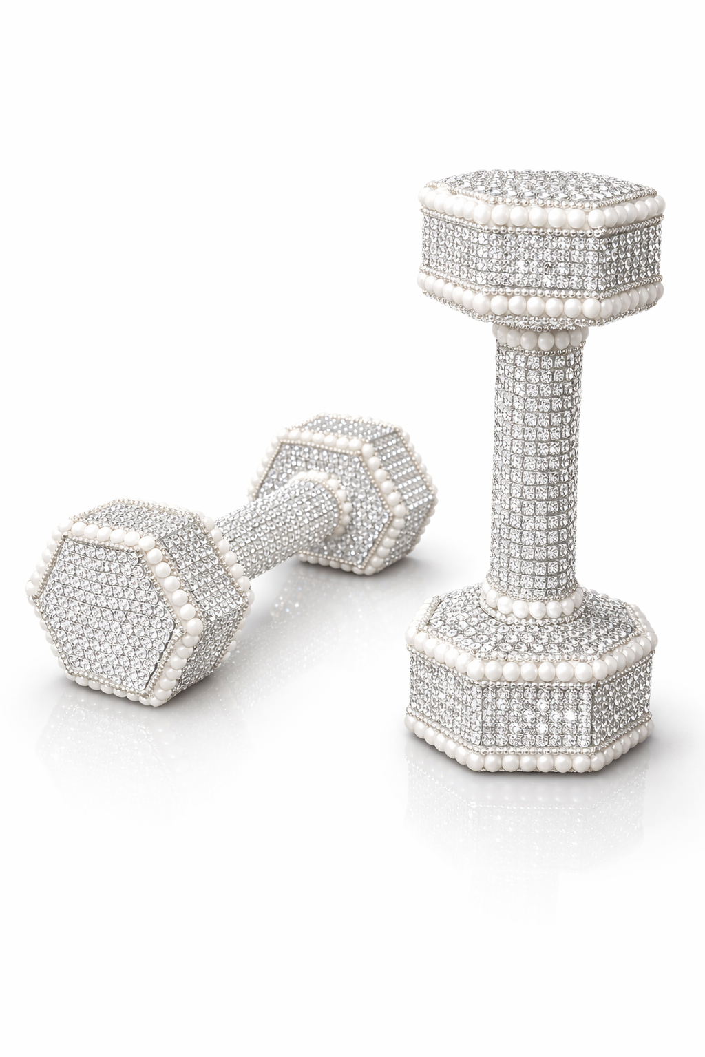 White Diamond & Pearl Dumbbells – 10 lb. Pair (Signature Edition)