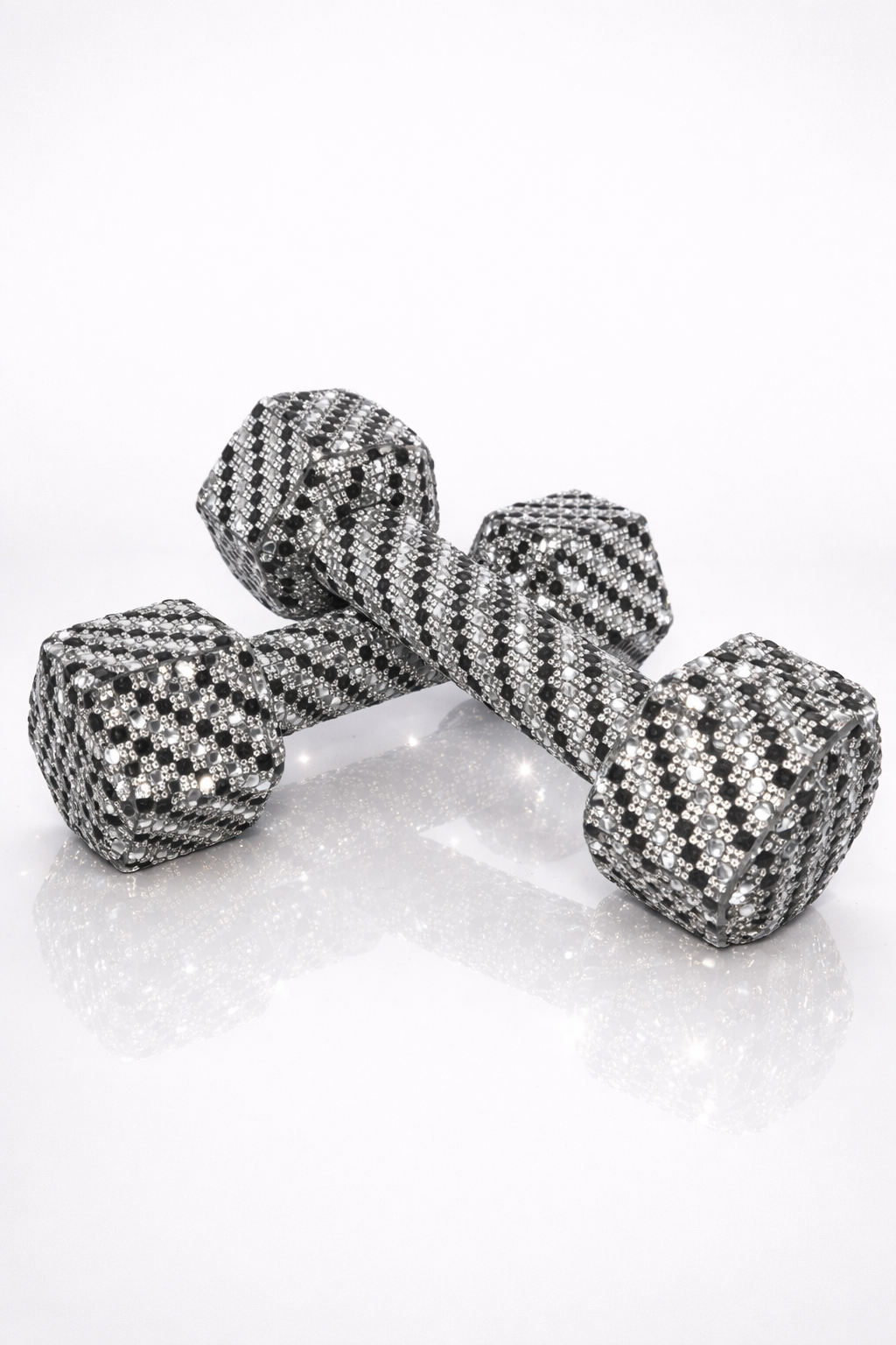 Tuxedo Crystal Dumbbells – 10 lbs. pair (Black & White Edition)