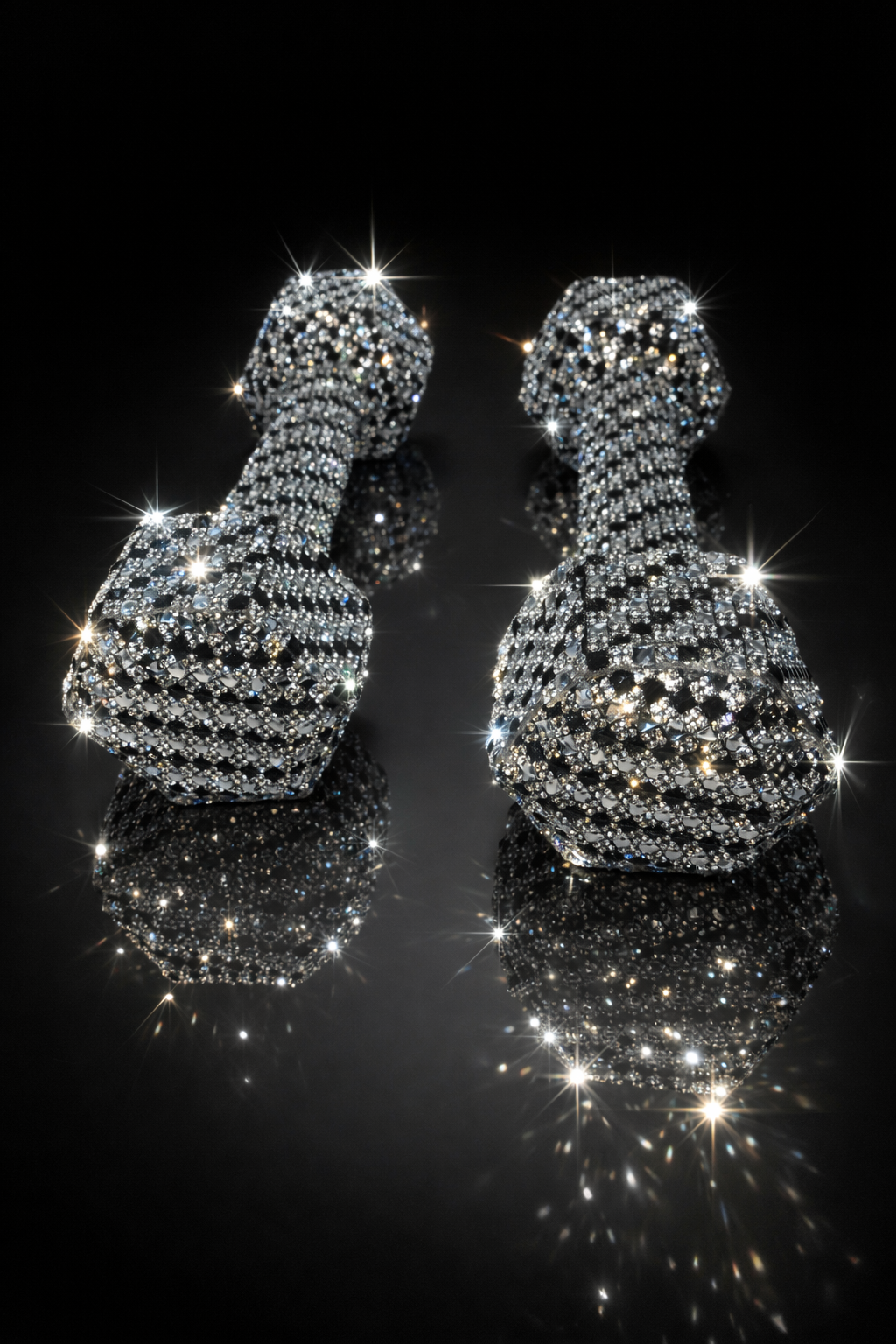 Tuxedo Crystal Dumbbells – 10 lbs. pair (Black & White Edition)