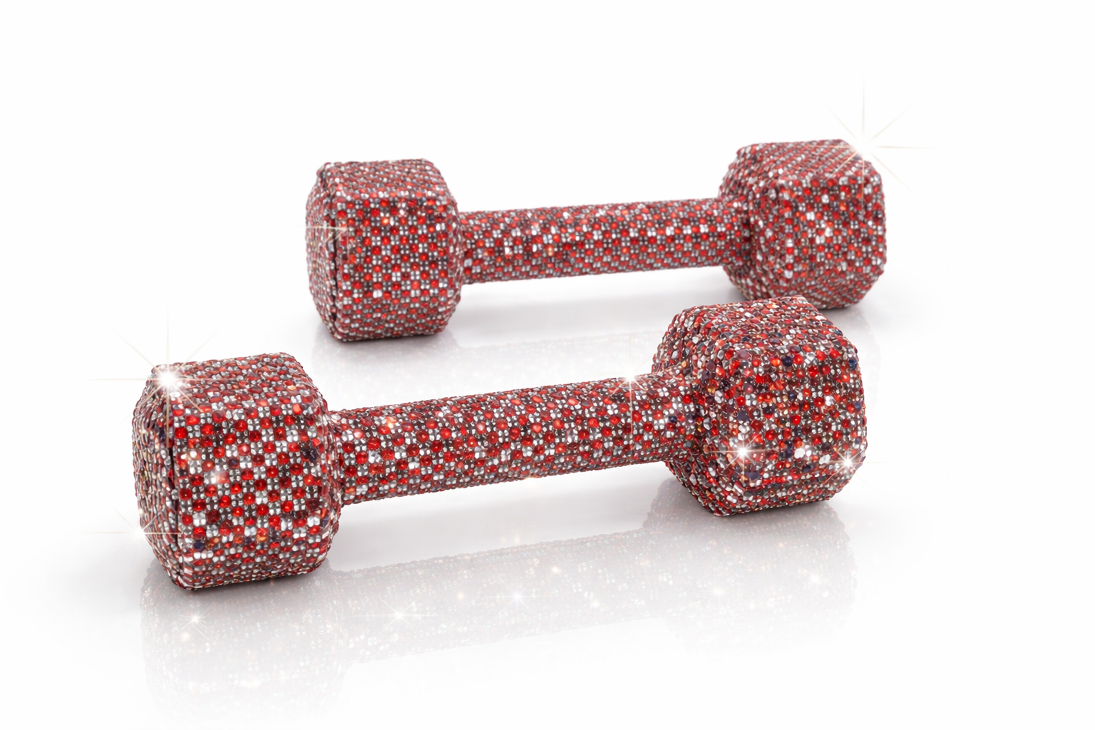 Ruby Ice Crystal Dumbbells – 10 lb. Pair (Red & White Edition)