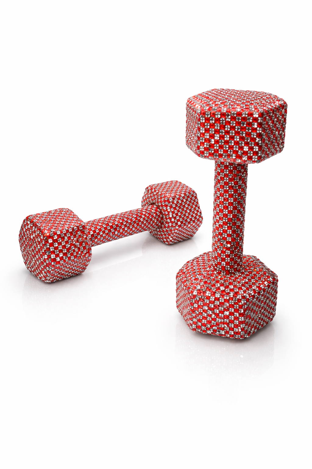 Ruby Ice Crystal Dumbbells – 10 lb. Pair (Red & White Edition)