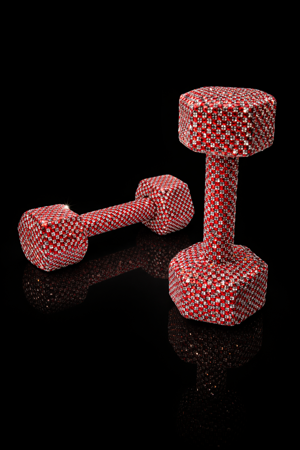 Ruby Ice Crystal Dumbbells – 10 lb. Pair (Red & White Edition)