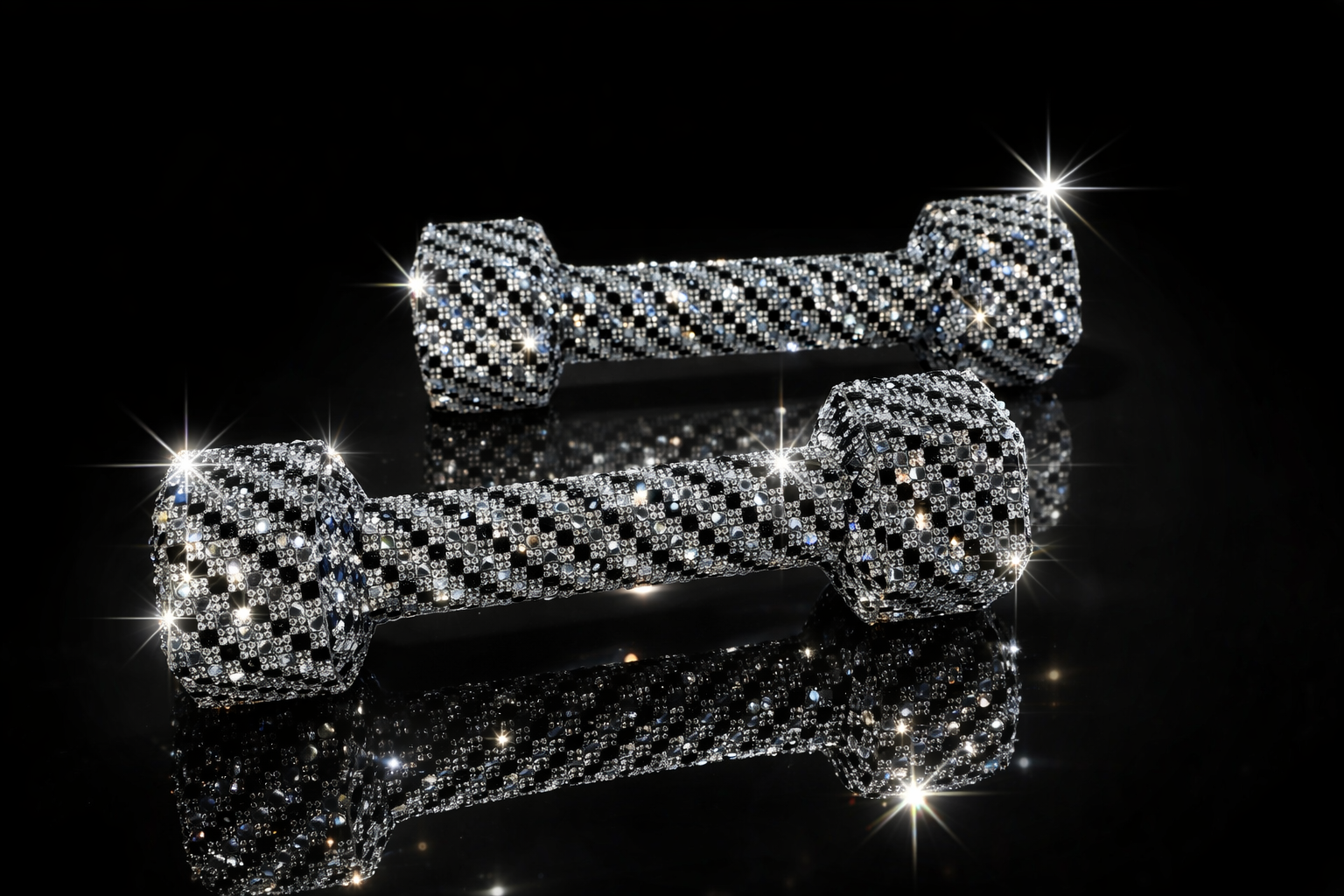 Tuxedo Crystal Dumbbells – 10 lbs. pair (Black & White Edition)