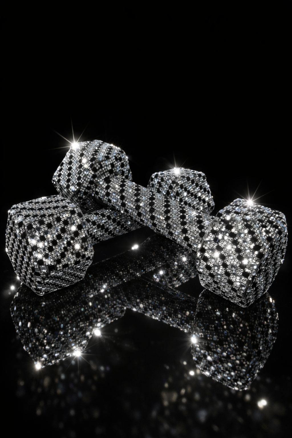 Tuxedo Crystal Dumbbells – 10 lbs. pair (Black & White Edition)