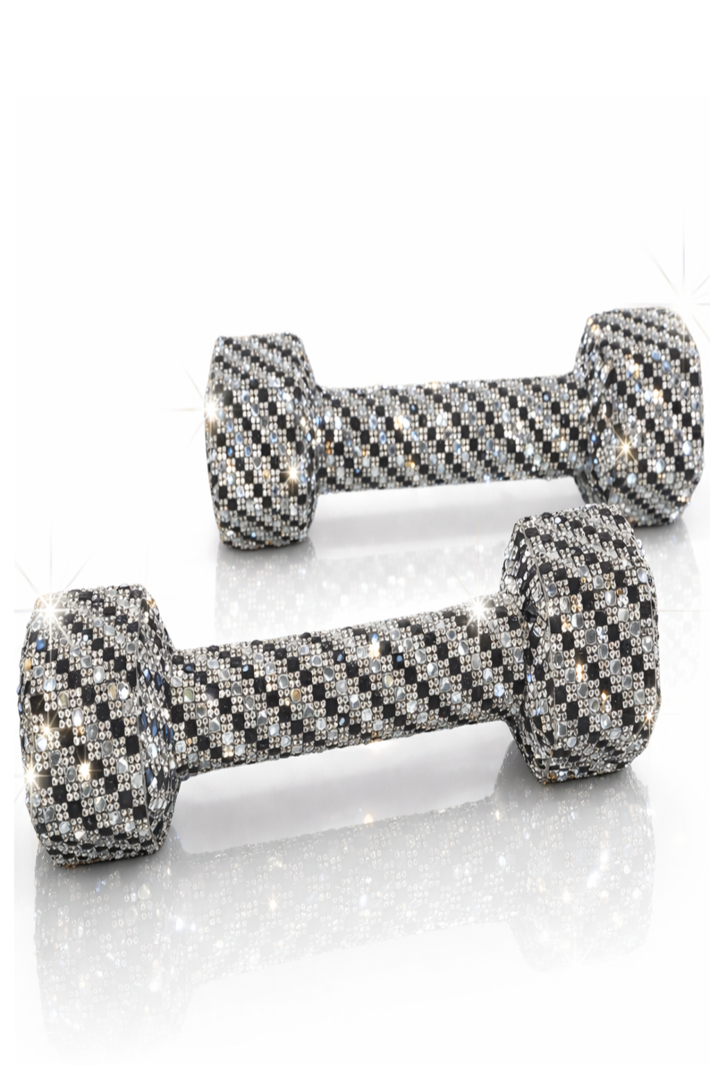 Tuxedo Crystal Dumbbells – 10 lbs. pair (Black & White Edition)