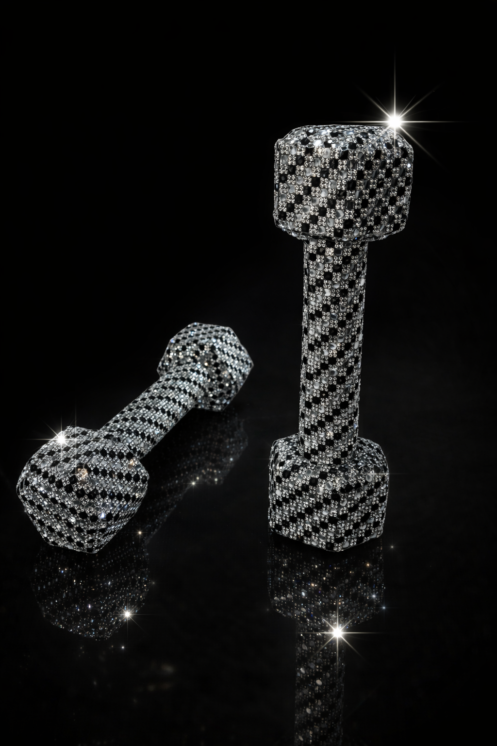 Tuxedo Crystal Dumbbells – 10 lbs. pair (Black & White Edition)