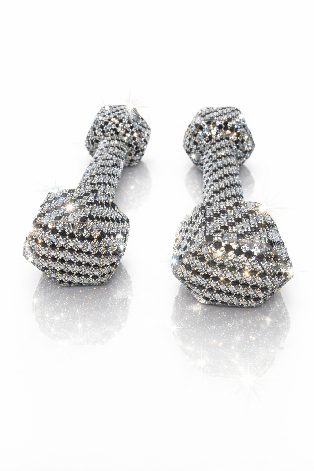 Tuxedo Crystal Dumbbells – 10 lbs. pair (Black & White Edition)