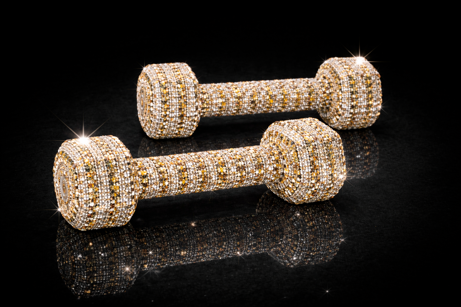 Gold Crystal Dumbbells – 10 lbs. Pair