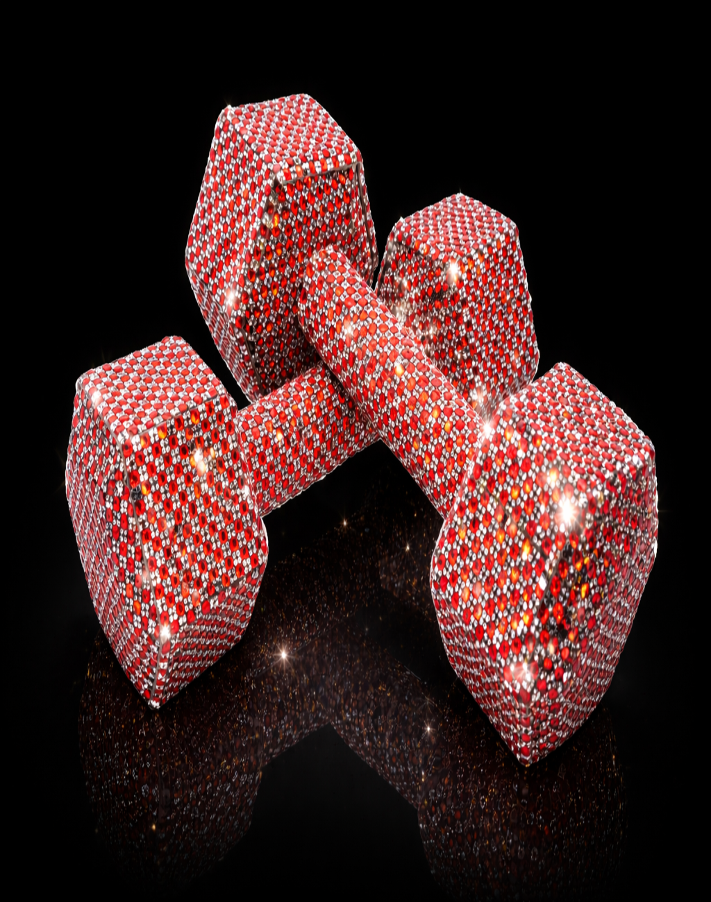 Ruby Ice Crystal Dumbbells – 10 lb. Pair (Red & White Edition)