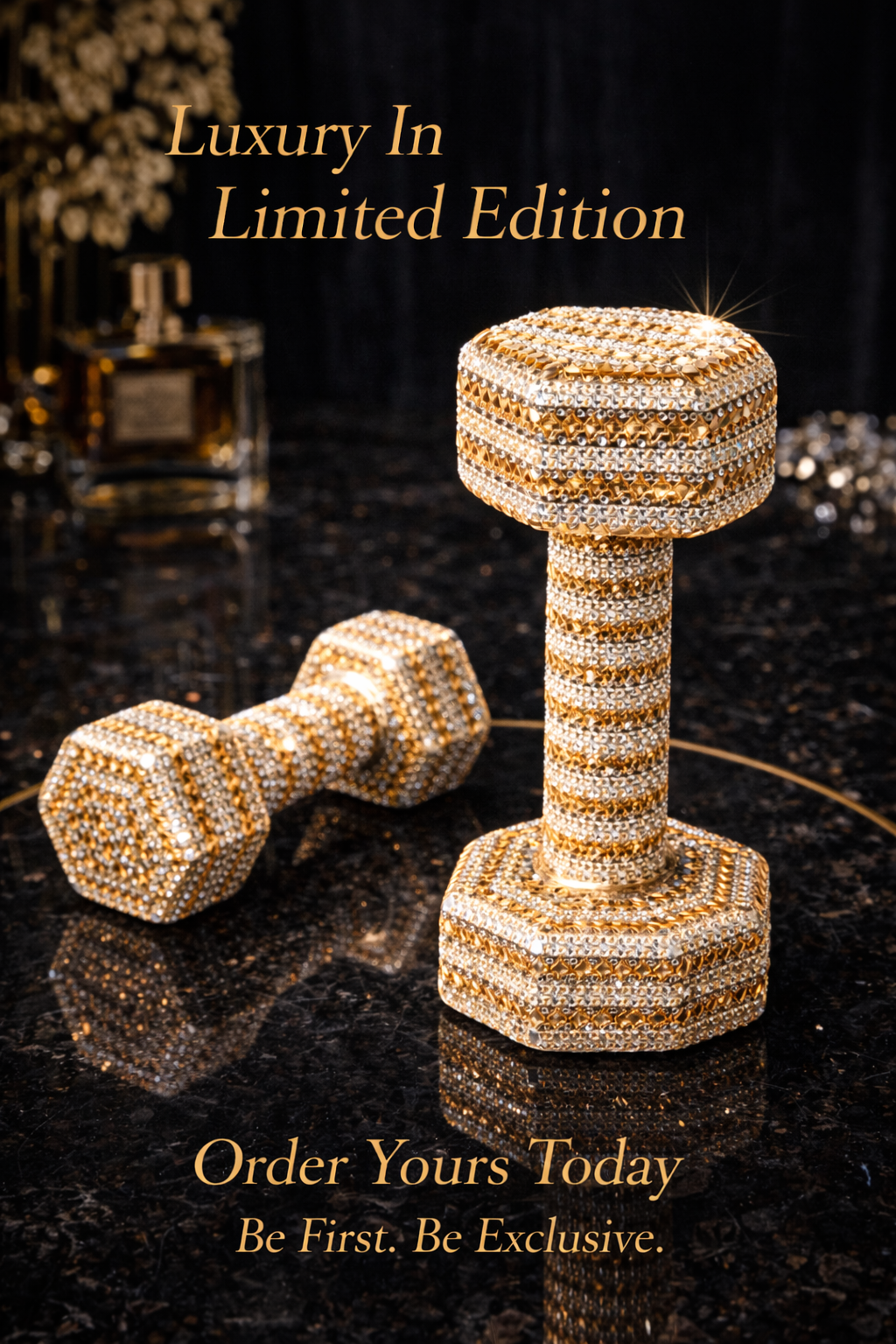 Gold Crystal Dumbbells – Golden Set