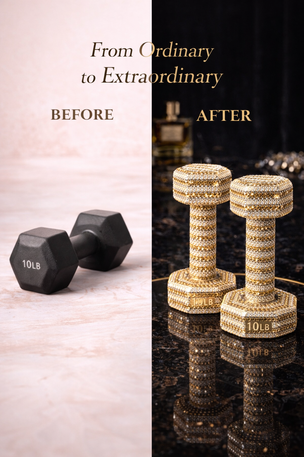 Gold Crystal Dumbbells – Ultra Luxury Set