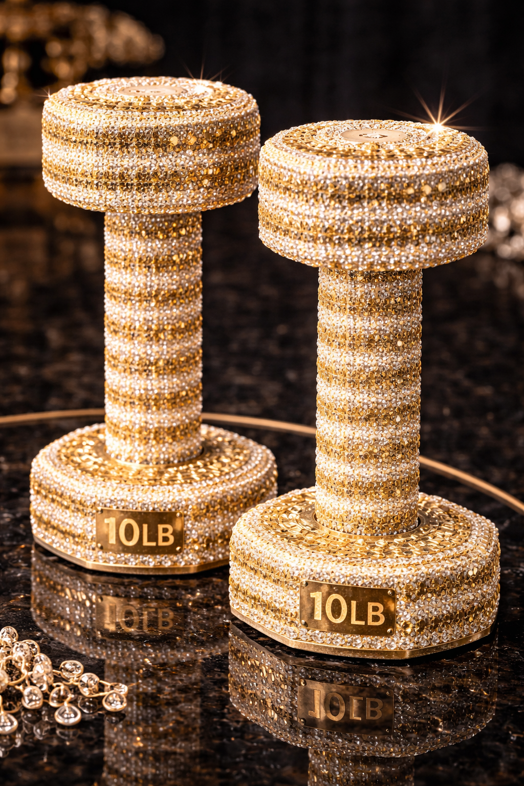 Gold Crystal Dumbbells – Golden Set