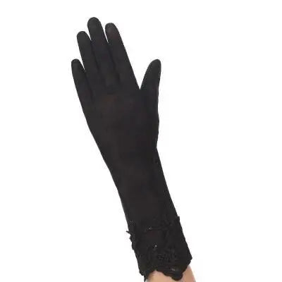 Sexy Spring Summer Women Autumn UV Sunscreen Short  Sun Gloves Fashion Ice Silk Lace Driving Of Thin Touch Screen Gloves G07A