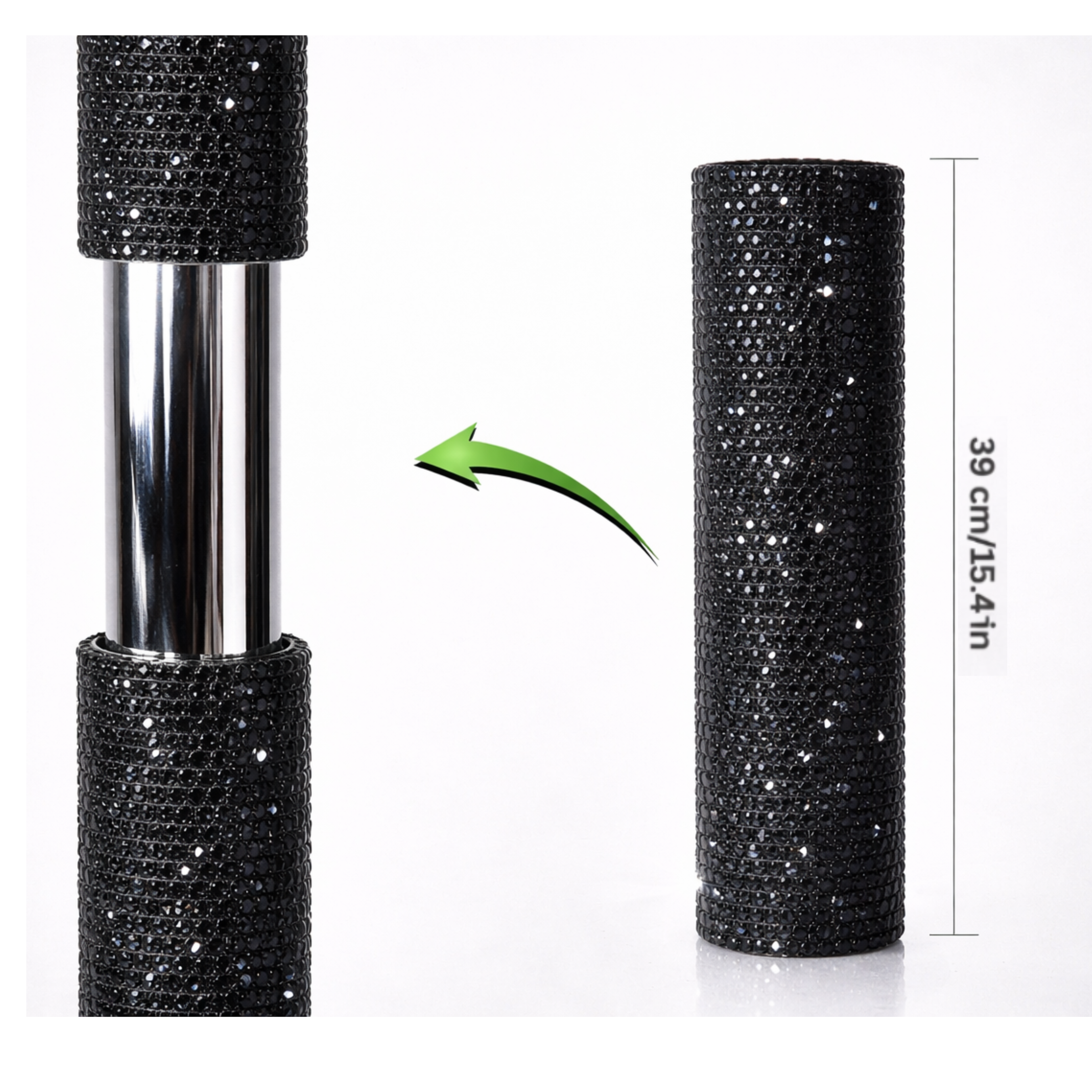 All Black Diamond Pole Cover - Set of 2 Snap-On