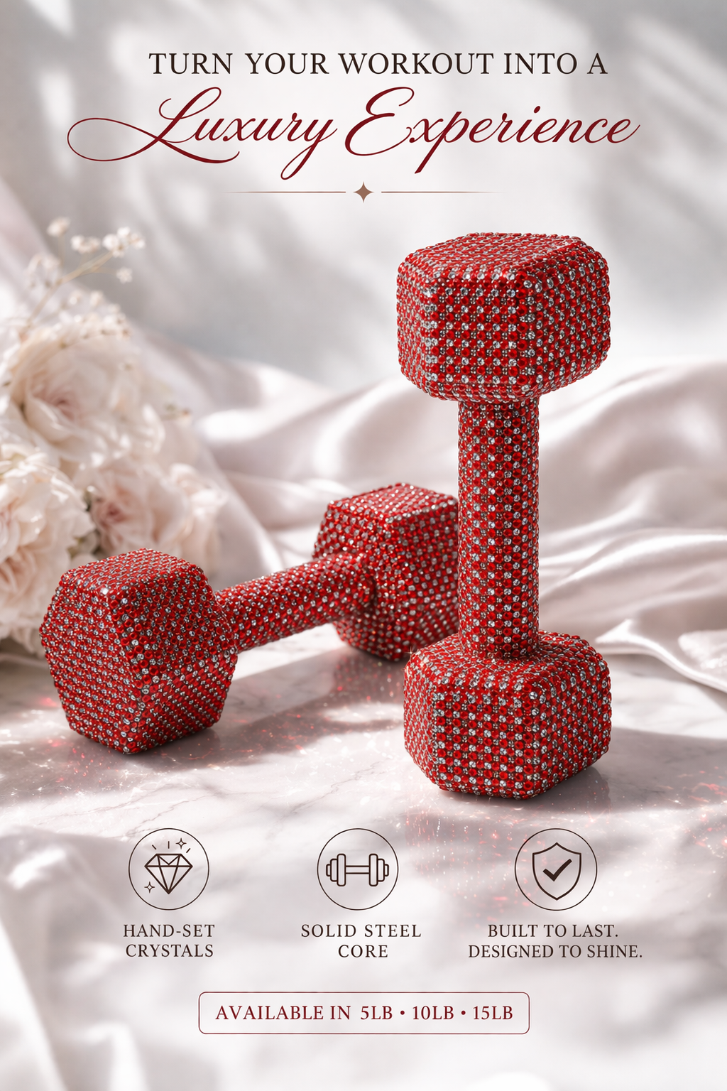 Ruby Red Crystal Dumbbell - Power in Red™ Crystal Dumbbells