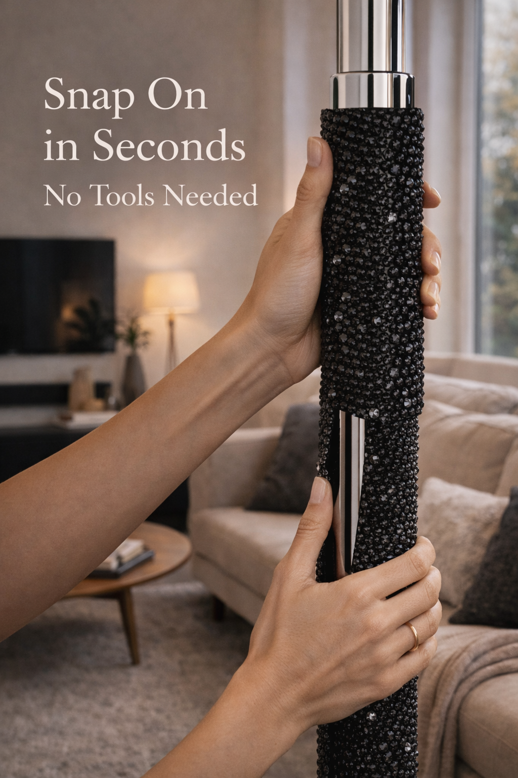 Luxury Snap-On Pole Cover (45–50mm) – Conceal, Protect & Blend Seamlessly Into Your Home (Black)