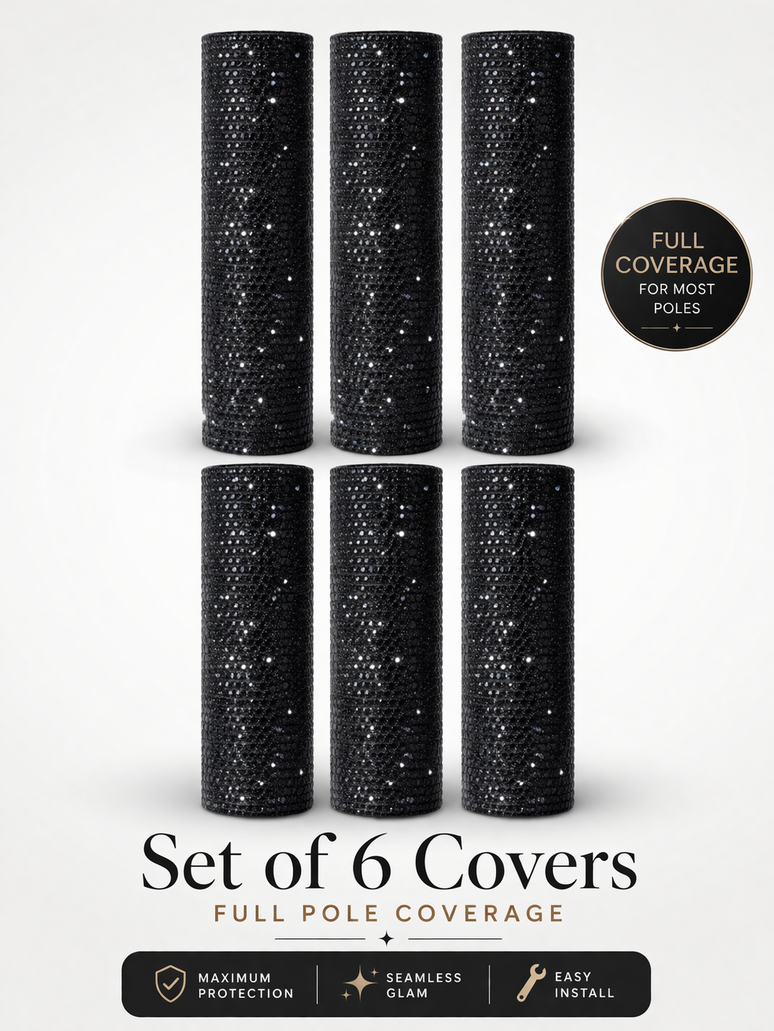 Luxury Snap-On Pole Cover (45–50mm) – Conceal, Protect & Blend Seamlessly Into Your Home (Black)